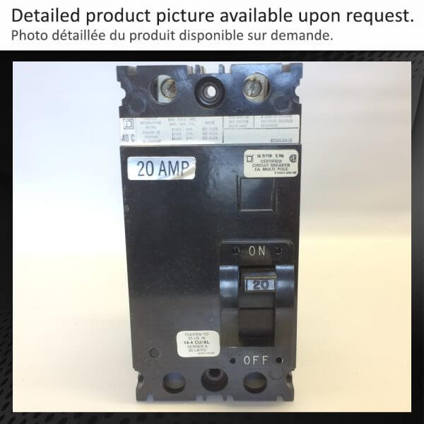 BREAKER 20A 600V 2P SQUARE D - NEW Surplus