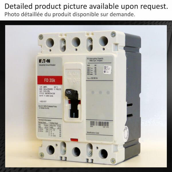 BREAKER 125A 600V 3P CUTLER HAMMER - Used - TESTED