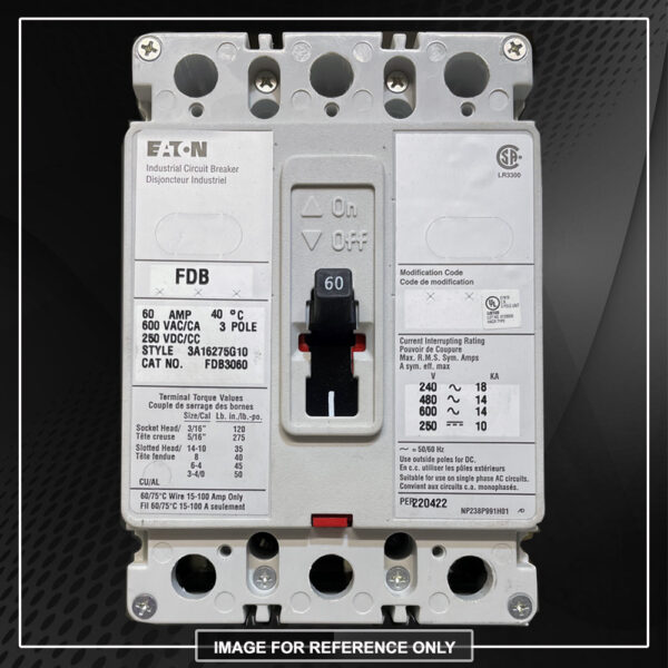 BREAKER 60A 600V 3P CUTLER-HAMMER - Used - TESTED - Image 2