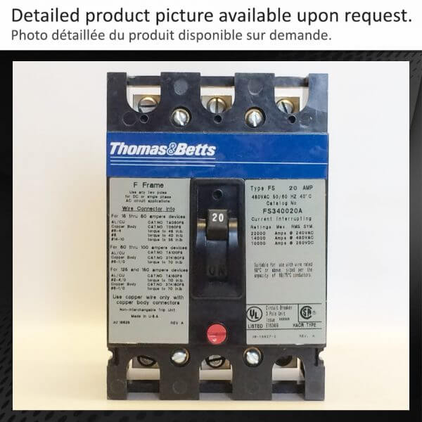 BREAKER 20A 600V 3P CUTLER HAMMER - NEW Surplus