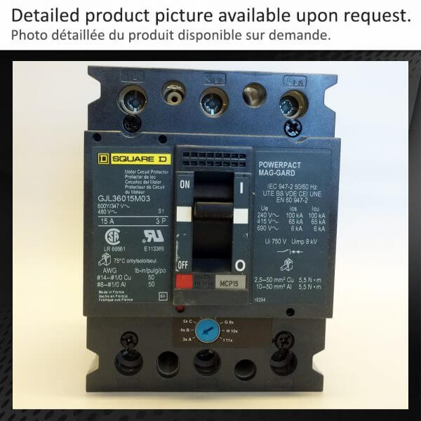 BREAKER 15A 600V SQUARE D MOTOR MAG GARD - NEW Surplus