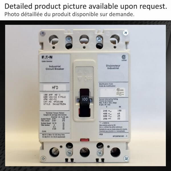 BREAKER 100A 600V 3P CUTLER HAMMER - Used - TESTED - Image 2