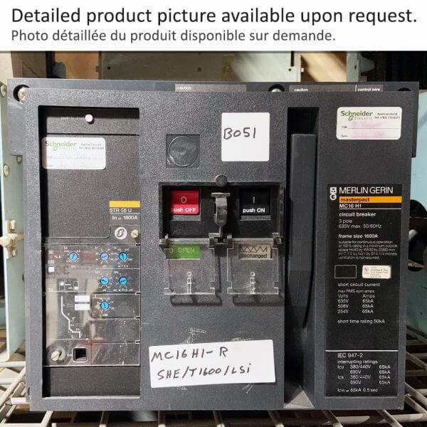 BREAKER 1600A 600V 3P MASTERPACT 65KA MERLIN GERIN - Used - TESTED
