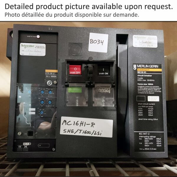 BREAKER 1600A 600V 3P MASTERPACT 65KA MERLIN GERIN - Used - TESTED