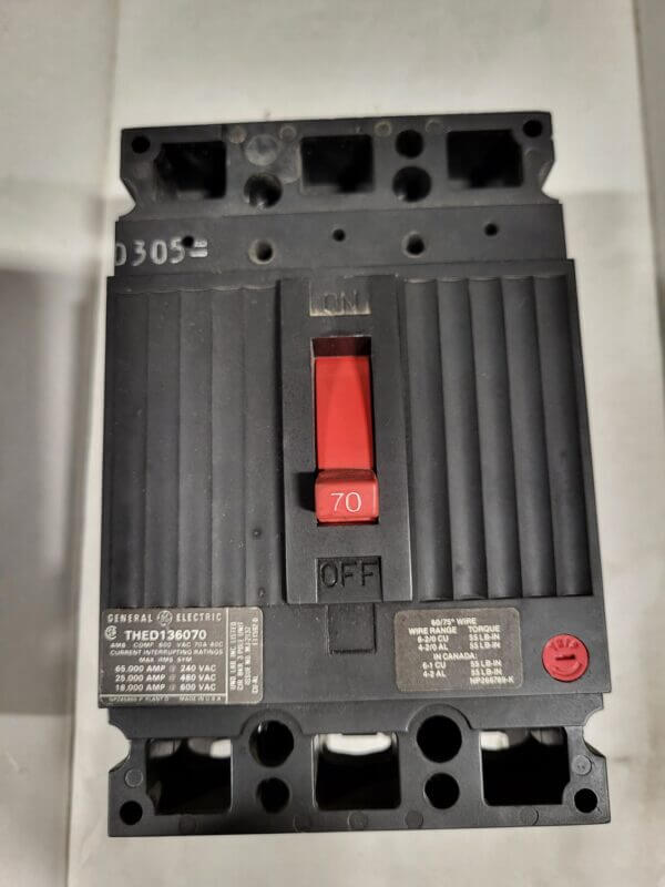 BREAKER 70A 600V 3P GE - Used - TESTED