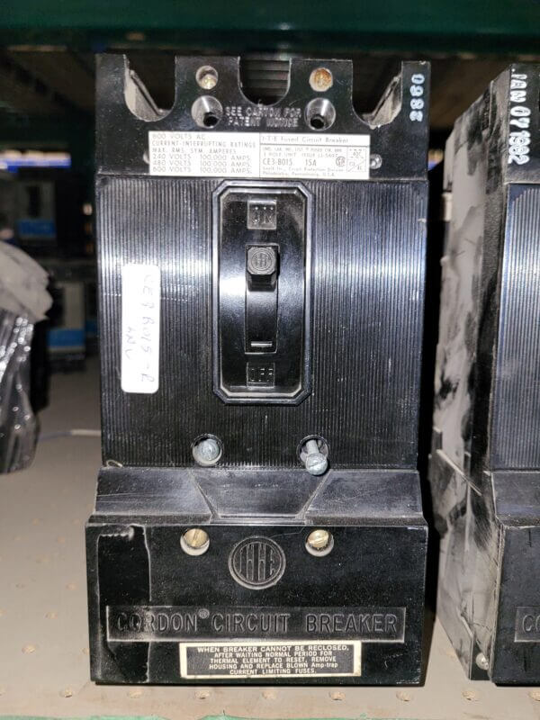 BREAKER 15A 600V 3P ITE TRIPAC - Used - TESTED