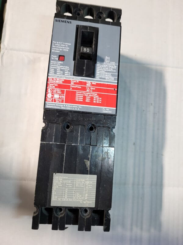 BREAKER 80A 600V 3P ITE TRIPAC - Used - TESTED