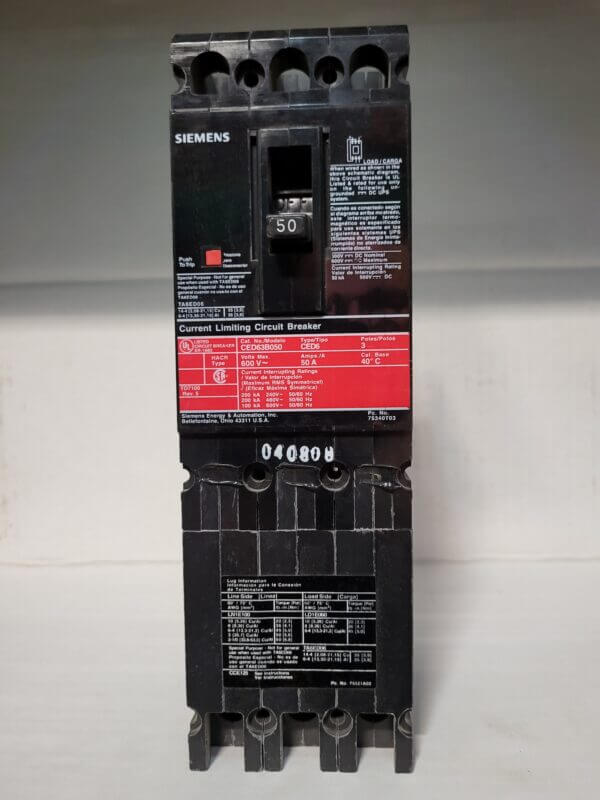 BREAKER 50A 600V 3P SIEMENS TRIPAC - Used - TESTED