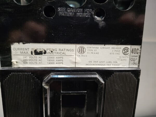 BREAKER 225A 600V 3P ITE - Used - TESTED