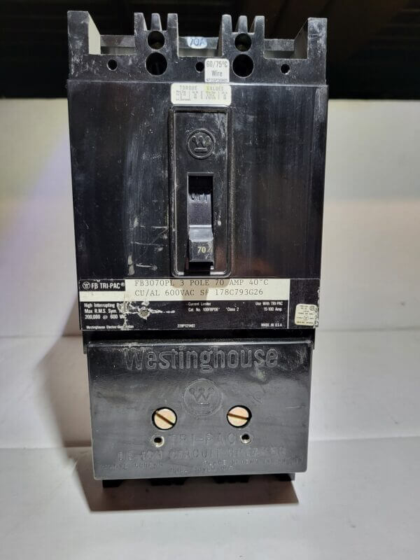 BREAKER 70A 600V 3P WEST TRIPAC - Used - TESTED