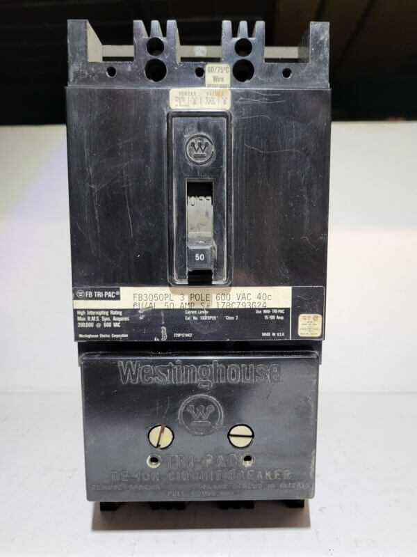BREAKER 50A 600V 3P WEST TRIPAC - Used - TESTED