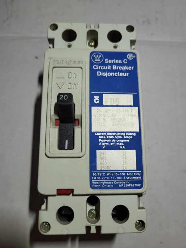 BREAKER 20A 600V 2P CUTLER HAMMER - Used - TESTED