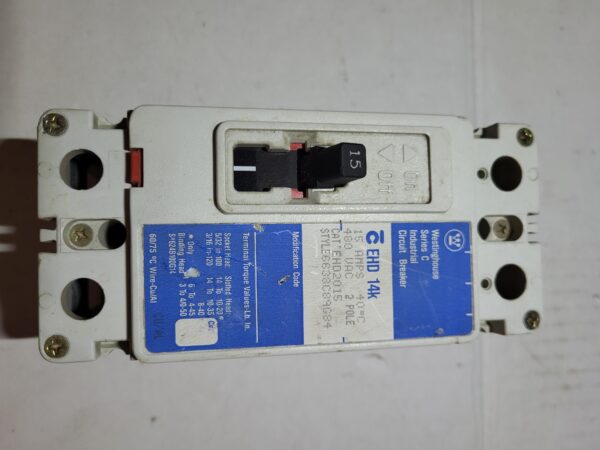 BREAKER 15A 480V 2P WEST - Used - TESTED