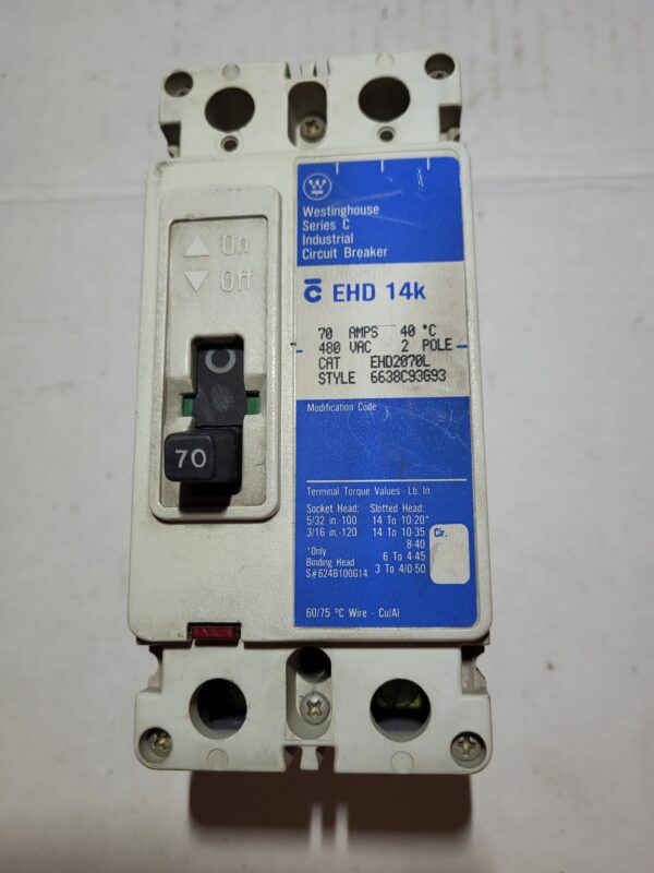 BREAKER 70A 480V 2P WEST/C-H/EATON - Used - TESTED