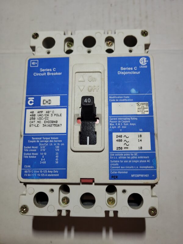 BREAKER 40A 480V 3P WEST - Used - TESTED