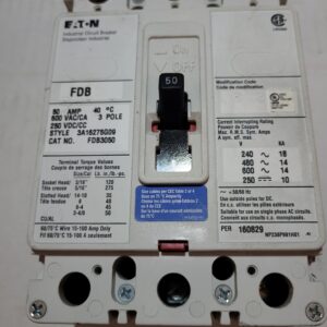 BREAKER 50A 600V 3P CUTLER HAMMER - Used - TESTED