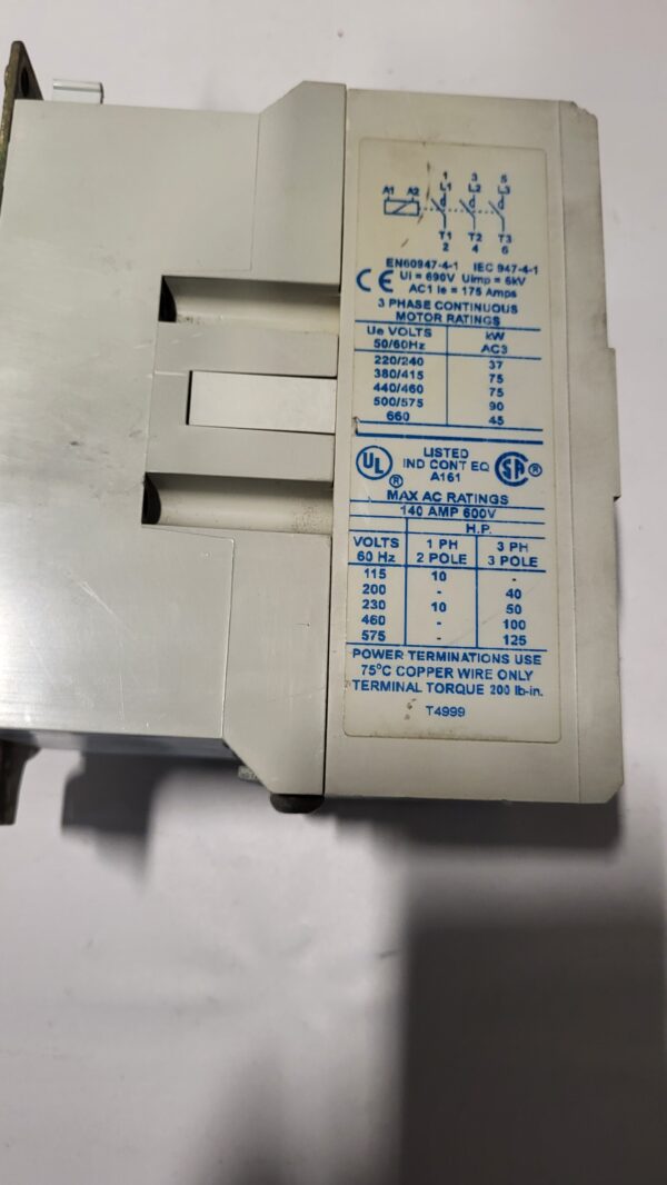AC MAGNETIC CONTACTOR 3P, SERIES A1, 125HP COIL 120V - Image 2